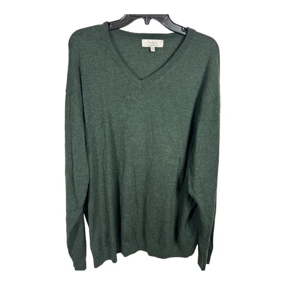 Men's TURNBURY Hunter Green Merino Wool V-Neck Sweater 2XL AC574 - Picture 8 of 10
